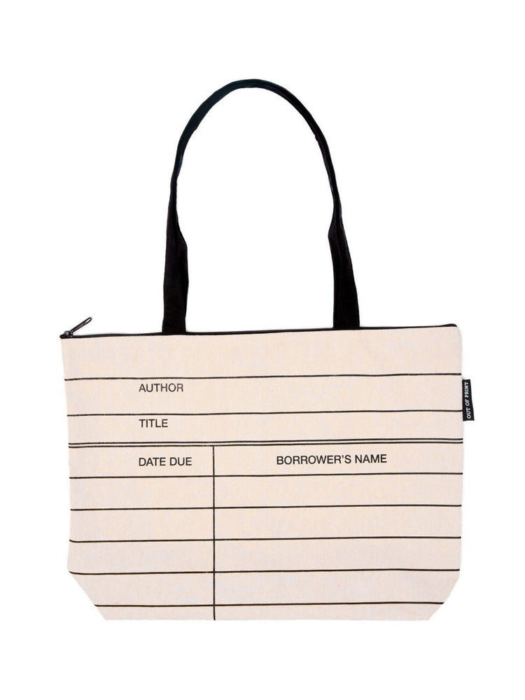Library Card zippered market tote
