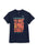 Navy blue t-shirt with 'The House on Mango Street' text in red and orange on a white background