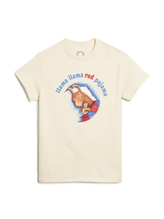 llama llama red pajama t-shirt on a white background
