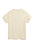 Beige t-shirt with text on the back against a white background