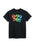 Black t-shirt with colorful 'Library Joy!' text on a white background