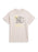 A light beige crewneck t-shirt featuring a graphic of a dragon in front of a yellow sun with the text 'WE DO NOT EAT MAN RELESS' printed below, displayed on a clean white background.