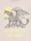 A close-up of a light beige t-shirt featuring a graphic print of a black line-art dragon under a yellow sun and clouds, with the text 'WE DO NOT EAT OUR ALLIES' printed below in yellow.