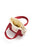 A small canvas zippered pouch with a burgundy fabric exterior, cream interior lining, and a matching burgundy strap attached with silver metal rings. The front features a cream canvas panel with the text 'BOOKWORM' in red.