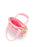 A small pink canvas shoulder bag with a top zipper, gold-tone hardware, and a pink interior, shown on a white background.