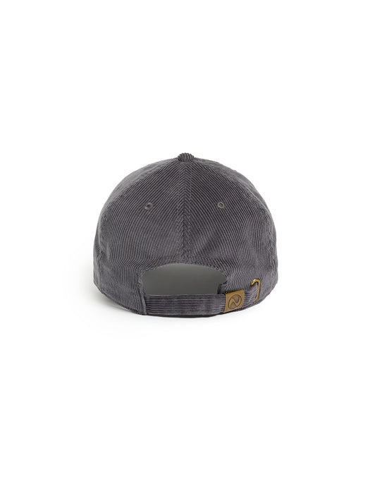 Gray cap with a brand logo on the back on a white background