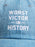 A close-up of a light blue denim baseball cap featuring white embroidered text that reads 'WORST VICTOR IN HISTORY'.