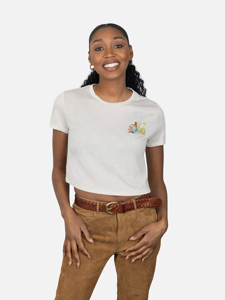 Peter Rabbit women's flowy crop t-shirt — Out of Print