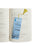 Open book with a blue bookmark featuring text and graphics on a white background
