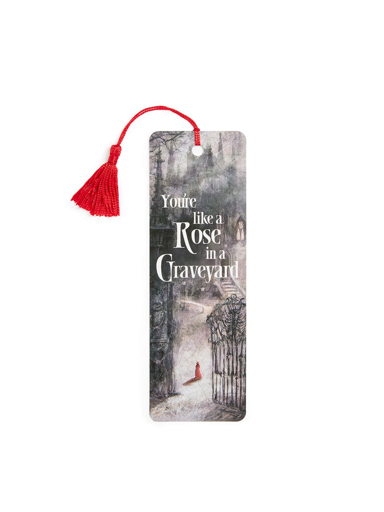 Bookmark with a red tassel on a white background