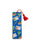 A blue library-themed bookmark with a red tassel, featuring illustrations of books, globes, and library cards on a white background.