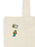 Tote bag with a colorful Arthur pin and library card pin on a white background