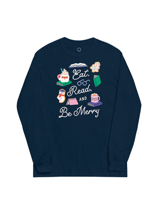 Eat, Read, & Be Merry Unisex Long Sleeve (Print Shop)