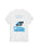 White t-shirt with 'Wuthering Heights' design featuring a blue wave and black figures on a white background