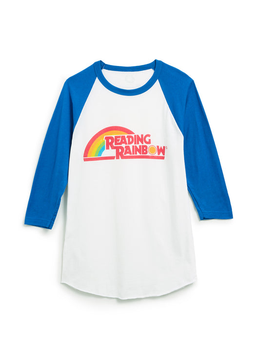 Reading Rainbow unisex blue raglan (Print Shop)