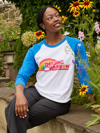 Reading Rainbow unisex blue raglan (Print Shop)