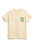 A light beige crewneck t-shirt with a small colorful graphic on the left chest depicting a window, a blue sky, and a full moon, shown on a plain white background.