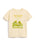 A cream-colored short-sleeve t-shirt featuring a graphic print of a green frog and a yellow-green toad sitting on a log, with the text 'Frog and Toad Are Friends' and 'by Arnold Llobel' printed above them.
