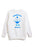 A white crewneck sweatshirt featuring a blue graphic of a dreidel character with the text 'HANUKKAN MENSCH' printed on the front, displayed against a plain white background.