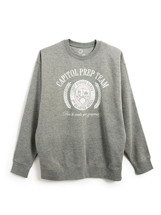 A heather gray crewneck sweatshirt featuring a white graphic print on the front that reads 'CAPITOL PREP TEAM' around a crest emblem, displayed against a plain white background.