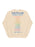 A cream-colored crewneck sweatshirt featuring a large blue and multicolor printed text graphic on the back, reading 'Jodi Picoult The Chapters Tour 2026'.