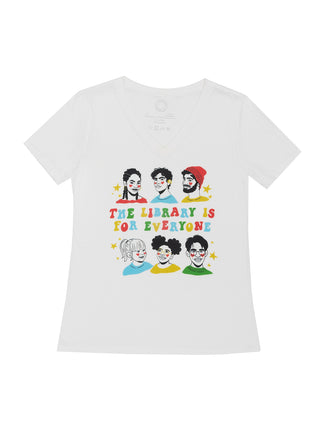 Mychal Threets: The Library is for Everyone Women's V-Neck T-Shirt (Print Shop)