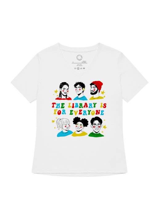 Mychal Threets: The Library is for Everyone Women's V-Neck T-Shirt (Print Shop)