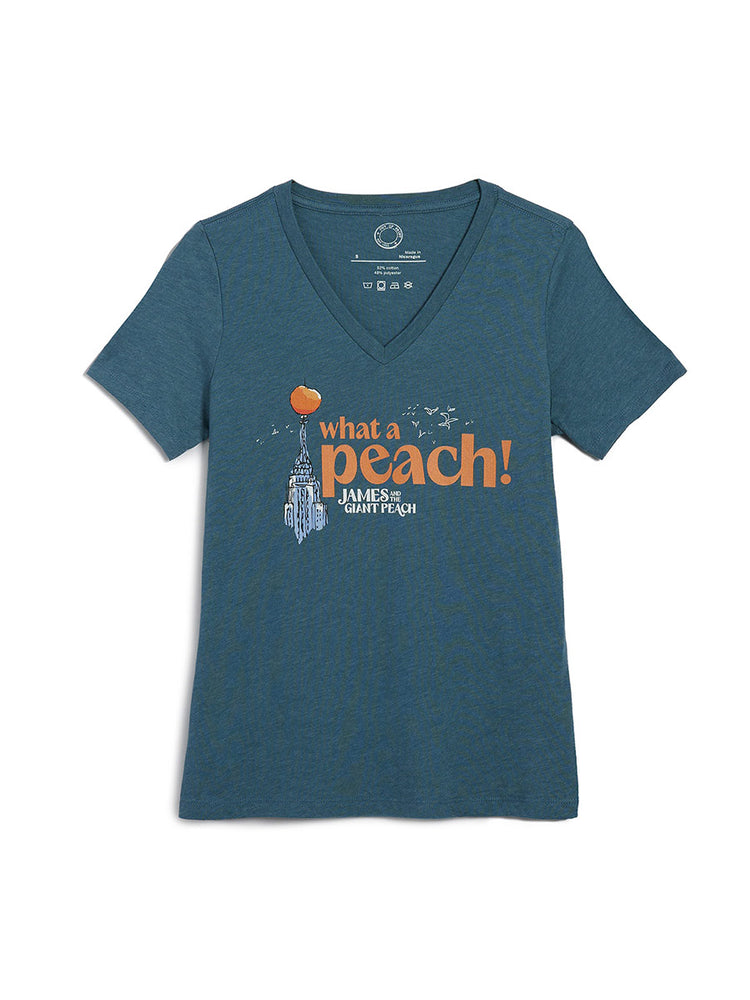 James and the Giant Peach: What a Peach Women’s V-Neck T-Shirt (Print Shop)