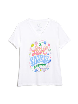 I Love Sports (Romance) Women's V-Neck T-Shirt (Print Shop)