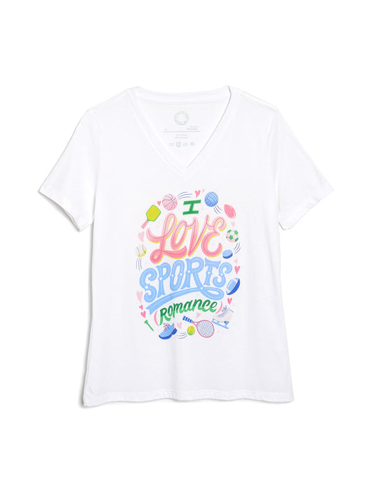I Love Sports (Romance) Women's V-Neck T-Shirt (Print Shop)