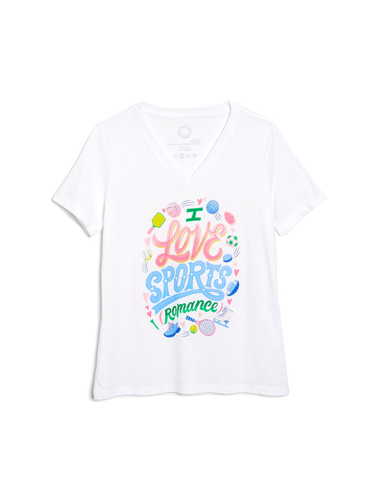 I Love Sports (Romance) Women's V-Neck T-Shirt (Print Shop)