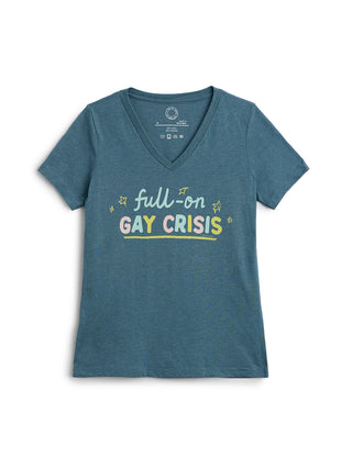 Heartstopper: Full-on Gay Crisis Women's V-Neck T-Shirt (Print Shop)