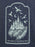 A close-up of a dark navy heathered fabric featuring a white distressed graphic print of a castle, dragons, stars, and a crescent moon, with the text 'WELCOME TO THE REVOLUTION' at the bottom.