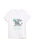 A white short-sleeve V-neck t-shirt featuring a graphic of a dragon with a teal sun and the text 'WE DO NOT EAT OUR ALLIES' printed in teal, displayed against a solid white background.