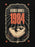 A graphic print featuring the text 'GEORGE ORWELL 1984' above a stylized illustrated eye, with decorative cream border lines and red stars on a black background.