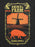 A graphic print on a dark heather gray t-shirt featuring a vintage-style illustration for 'Animal Farm' by George Orwell. The design includes a golden-yellow border, a red-orange sunburst with a black windmill, a red-orange pig, and a black-and-gold rooster at the top.