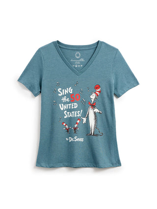 Dr. Seuss: Sing the 50 United States! Women's V-Neck T-Shirt (Print Shop)