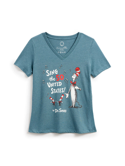 Dr. Seuss: Sing the 50 United States! Women's V-Neck T-Shirt (Print Shop)