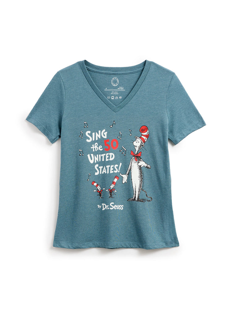 Dr. Seuss: Sing the 50 United States! Women's V-Neck T-Shirt (Print Shop)