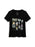A black short-sleeve V-neck T-shirt with a graphic print of various illustrated plants and the text 'Plants of Panem' on the front, displayed against a solid white background.