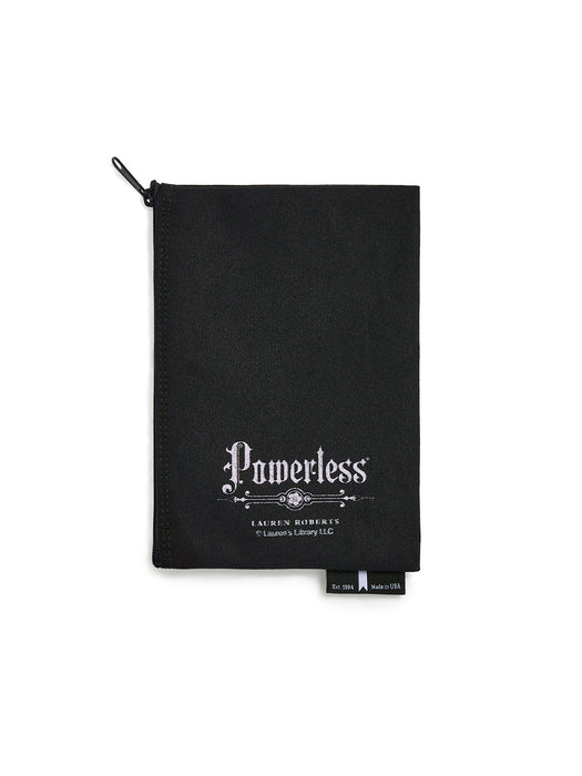 Black book with 'Powerless' by Lauren Roberts on a white background