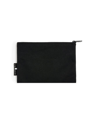 Black pouch with a zipper on a white background