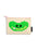 A beige canvas zipper pouch with a pink zipper, featuring a green pickle-shaped graphic with a face and the text 'I <heart> PICKLES' in yellow. A small black brand tag on the right reads 'OUT OF PRINT'.