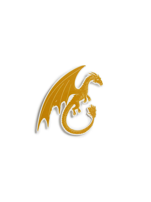 Gold dragon emblem on a white background