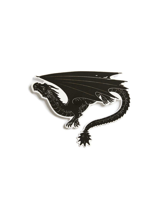 Black silhouette of a dragon on a white background