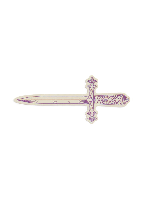 Decorative dagger with a purple handle on a white background
