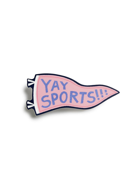 Sticker of Pink banner with 'Yay Sports!!!' text on a white background