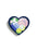 Heart-shaped sticker with sports ball illustrations on a white background