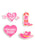 Four pink and white western-themed die-cut stickers on a white background, including a heart with 'YEE HAW', a boot with a heart, a heart reading 'CRYING OVER A FICTIONAL COWBOY', and a cowboy hat with a pink heart and yellow band.