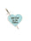 A heart-shaped sticker with a light blue center, featuring the text 'Will Fall for the Villain' in dark brown lettering, with a silver sword graphic running through it, set against a plain white background.